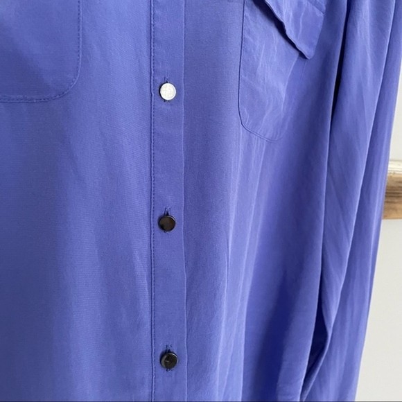 antonio melani silk button up shirt tie front purple size xs - Picture 6 of 6